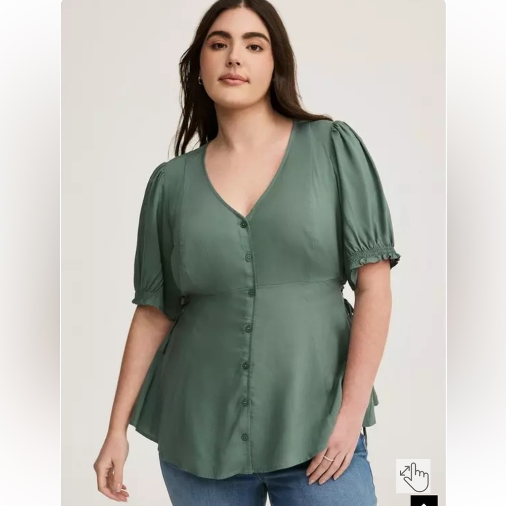 Torrid Challis Side Tie Short Sleeve Top